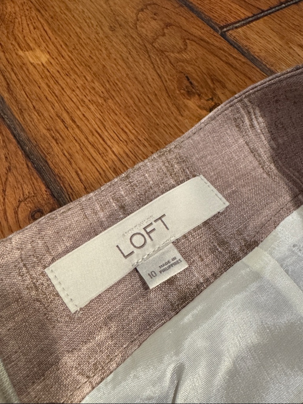 LOFT Taupe and Cream Plaid Pencil Skirt - Picture 2 of 6